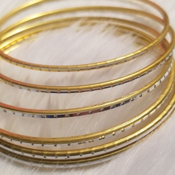 Goldtone and Silver Bangle Bracelets - Picture 4 of 6